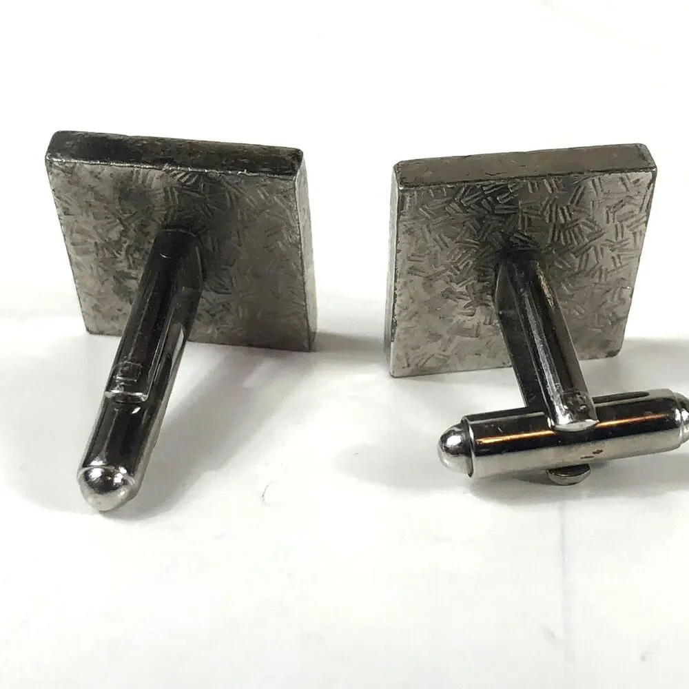 Vintage Knight Jousting Horseman Cufflinks Silver Tone Square Medieval Theme